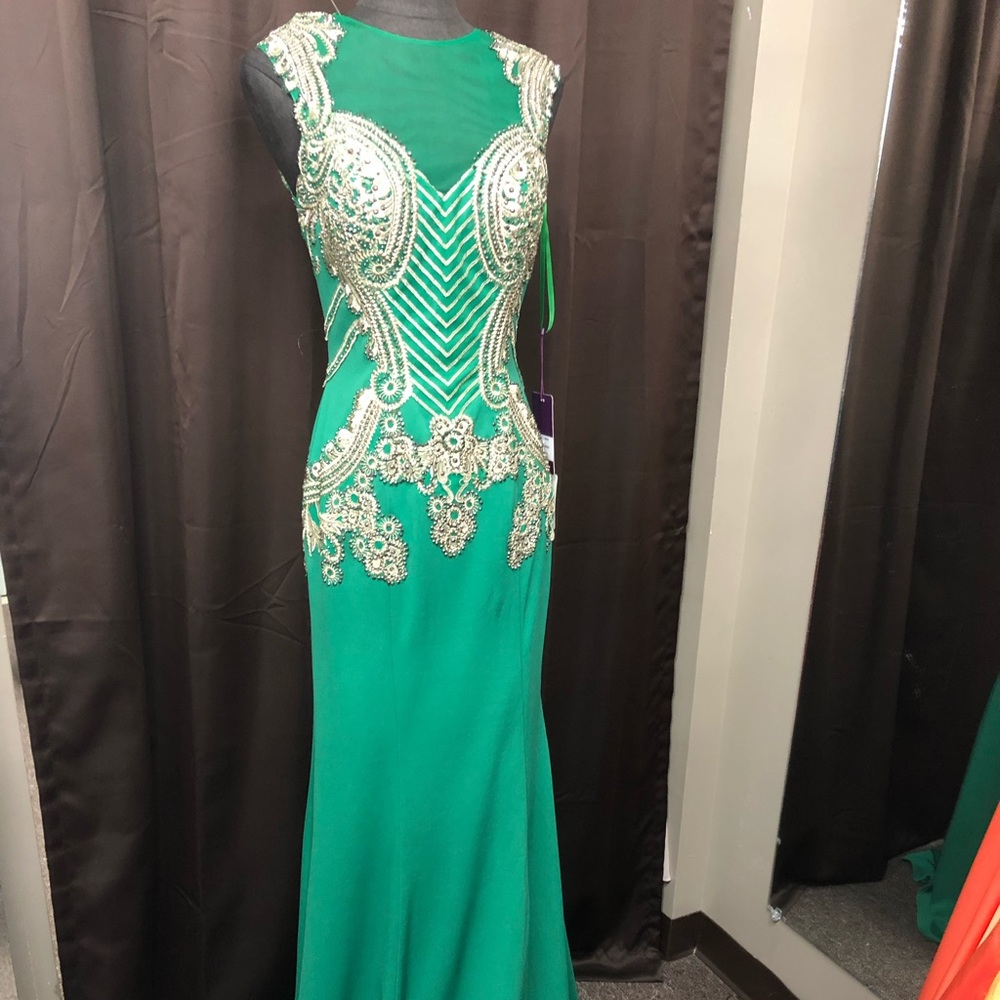 Formal green & Gold gown by Lucci Lu Abby Paris size 6